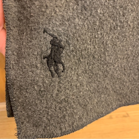 Ralph Lauren Polo Scarf, Unisex Gray Polyester 12x58 - Winter Neck Warmer - Picture 3 of 5
